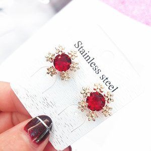 Red Snowflake Earrings